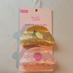 🆕️ Hair Clips - Frasier Sterling Hair Claw Clips - Lemon and Strawberry NWT